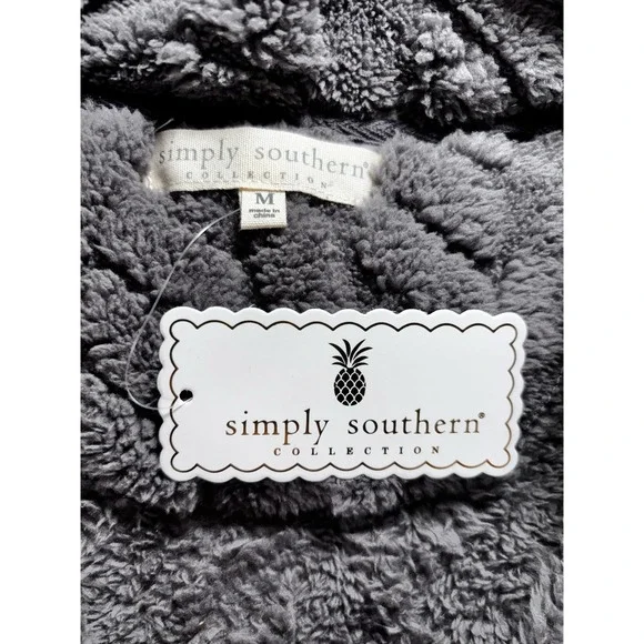 Simply Southern 1/4 Zip Sherpa Pullover Sweater Grey Womens Medium NWT Soft Cozy - Picture 6 of 12
